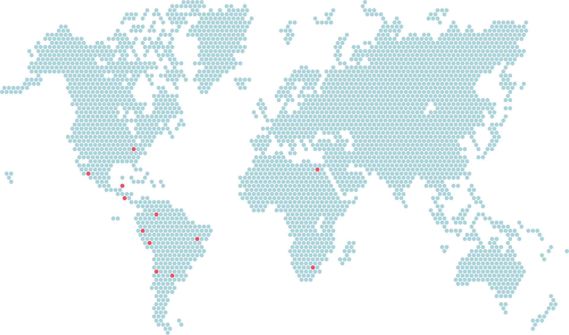 Mapa mundial con las ubicaciones del equipo y los mercados donde trabajamos
